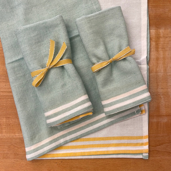 Kara Weaves Saffron Mint Kitchen Towel